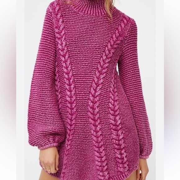 Free People Purple Turtleneck Sweater Dress Size M (Mabel Gravity Falls Vibe) - Picture 2 of 7